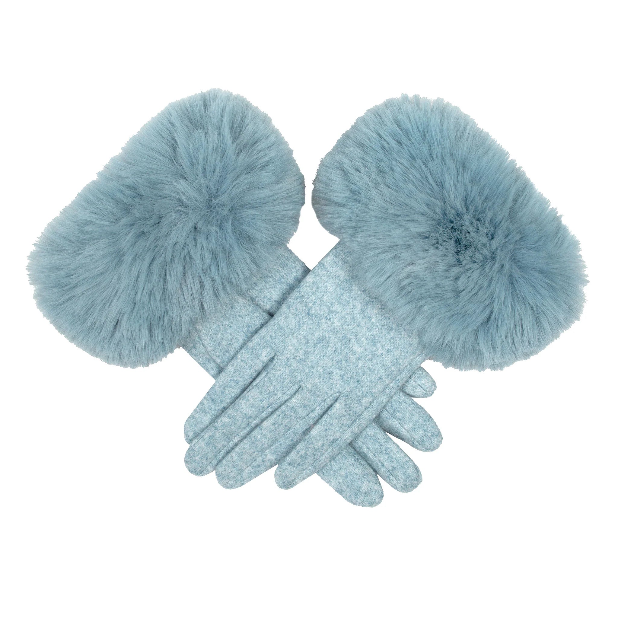 Faux suede glove with soft faux fur