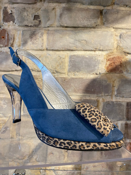 AZ030 Azuree ladies sling back blue suede shoe