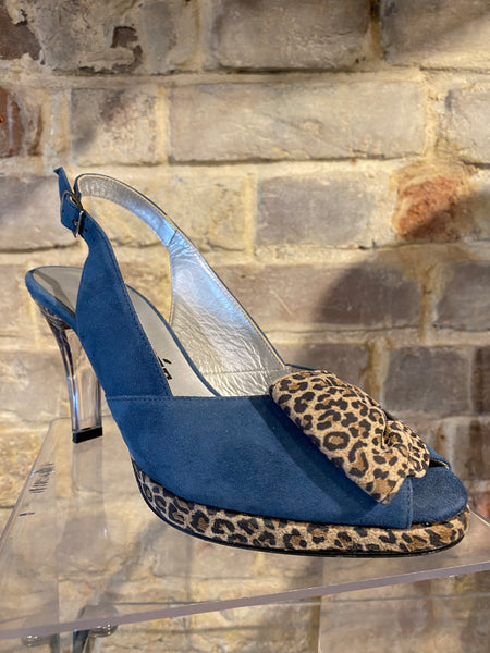 AZ030 Azuree ladies sling back blue suede shoe