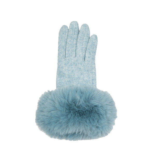 Faux suede glove with soft faux fur